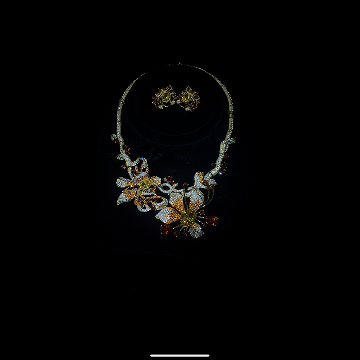 Red and Yellow  Flower Jewelry Set