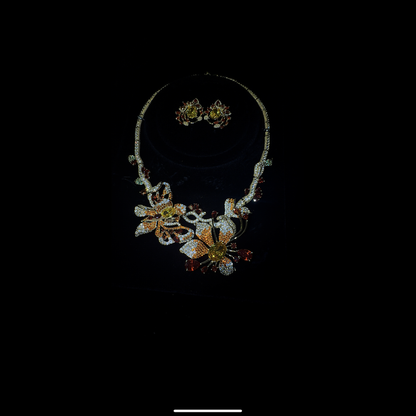 Red and Yellow  Flower Jewelry Set