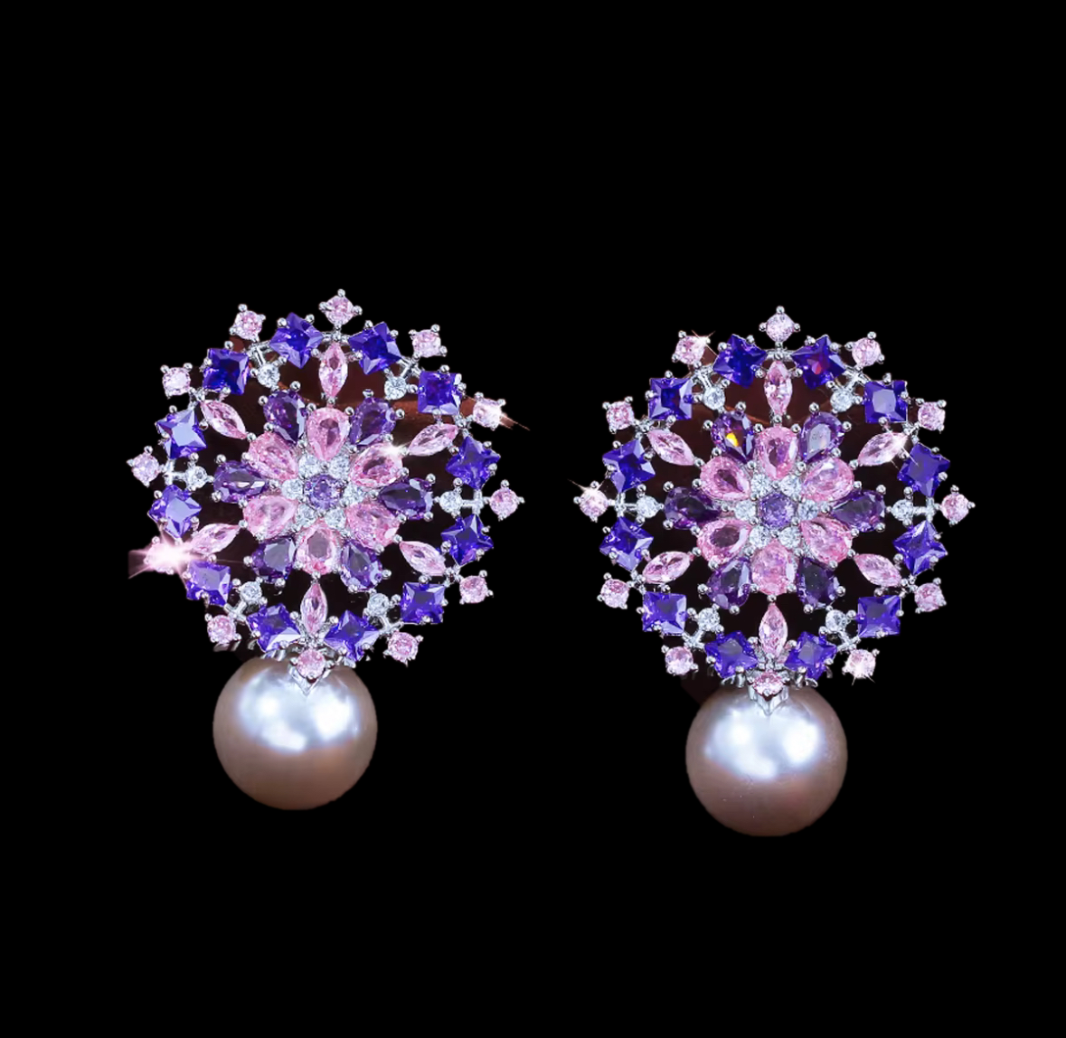 Pink and Purple Pearl Earrings