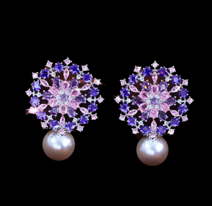 Pink and Purple Pearl Earrings