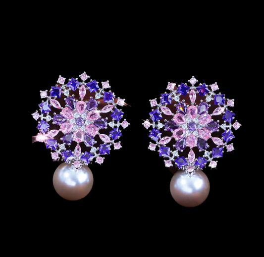 Pink and Purple Pearl Earrings